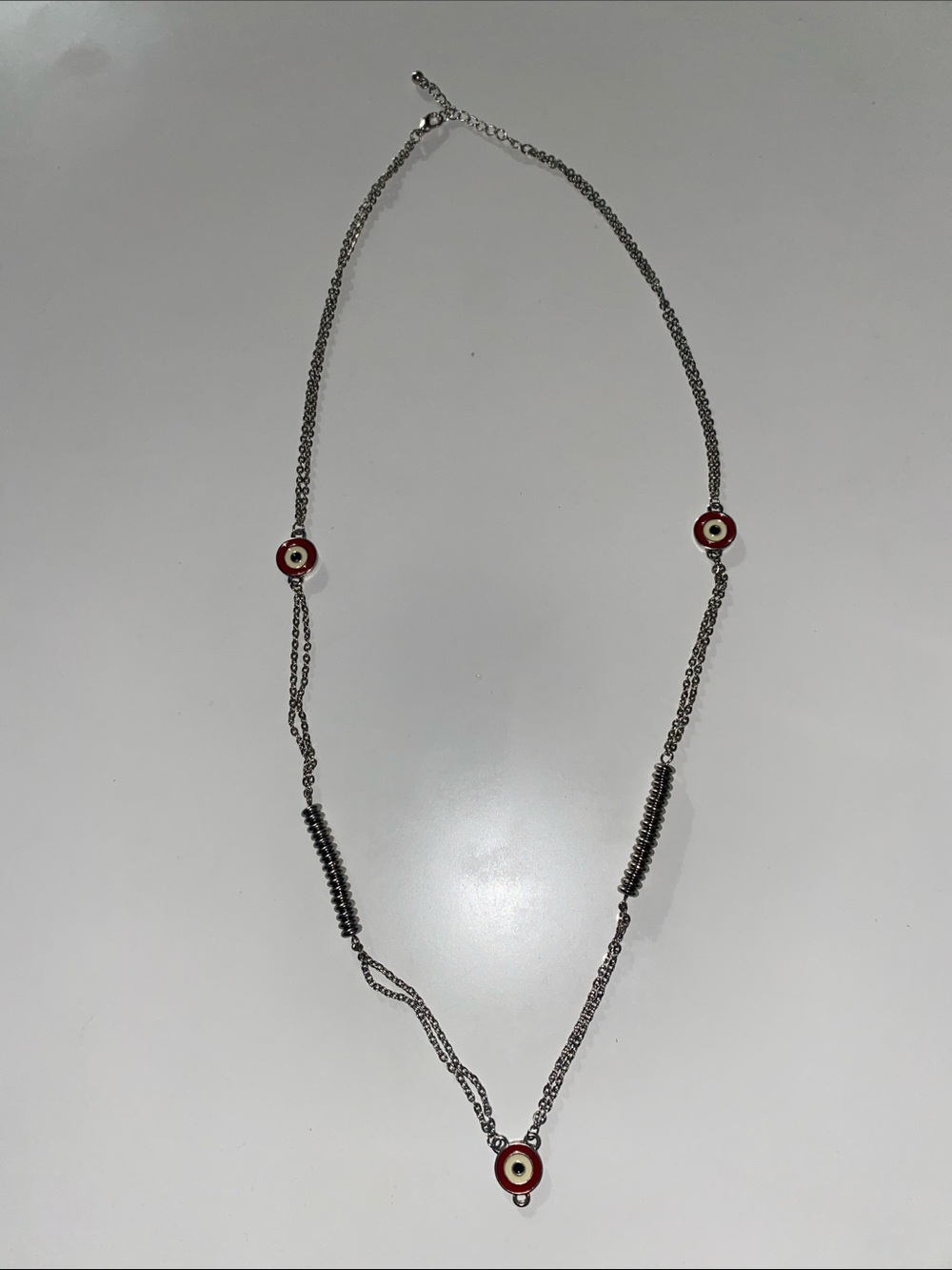 Silver-tone Red Evil Eye Pendant Necklace - Women's Jewelry